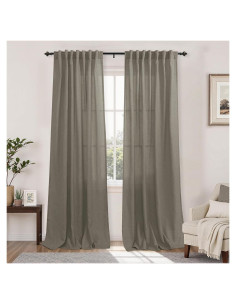 Cortinas KOUFALL Taupe 2 Paneles 2.13m Lino Semitransparentes