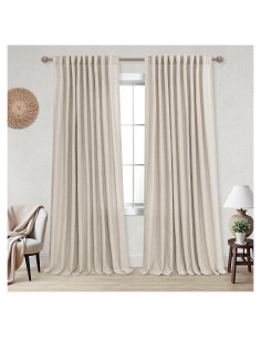Cortinas KOUFALL de Lino 182x213 cm con Bolsillo Trasero