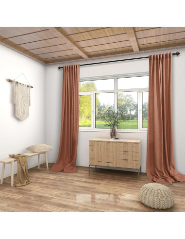 Cortinas KOUFALL 52x160 cm Terracota Lino Transparente 2 Piezas