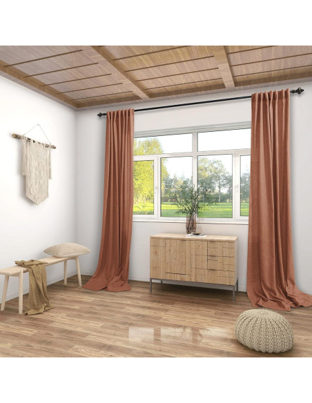 Cortinas KOUFALL 52x160 cm Terracota Lino Transparente 2 Piezas