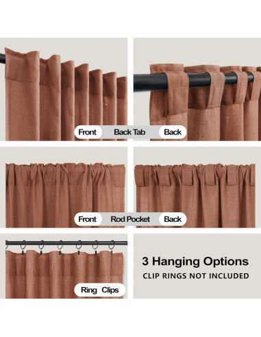 Cortinas KOUFALL 52x160 cm Terracota Lino Transparente 2 Piezas