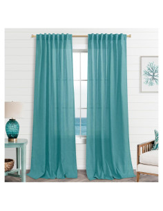 Cortinas Sheer KOUFALL Teal 52x243 cm con Bolsillo