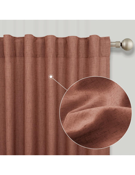 Cortinas KOUFALL 52x160 cm Terracota Lino Transparente 2 Piezas