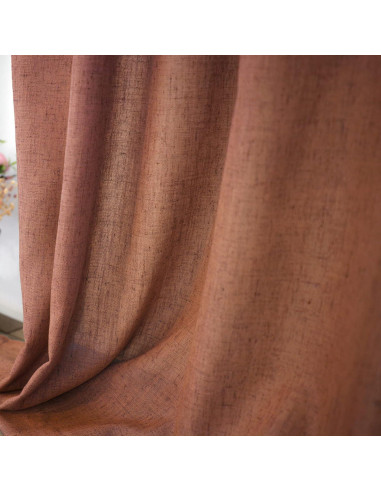 Cortinas KOUFALL 52x160 cm Terracota Lino Transparente 2 Piezas