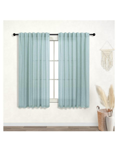 Cortinas KOUFALL Verde Mar 52x114 cm Lino 20% Poliéster
