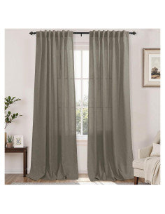 KOUFALL Cortinas Sheer Lino 52x244 cm 2 Paneles Taupe