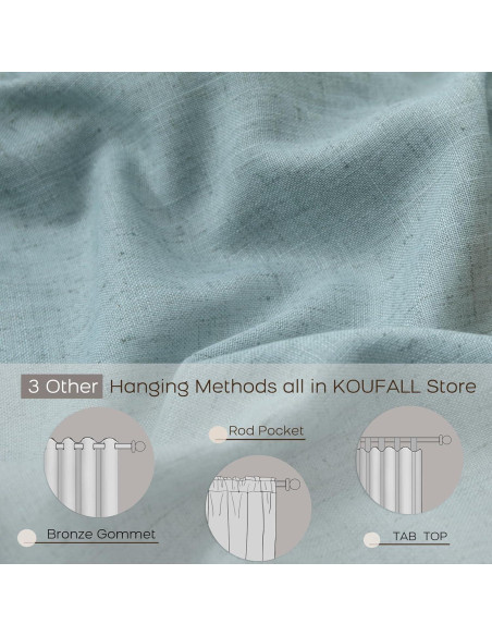 Cortinas Sheer KOUFALL Verde Mar 52x137 cm con Bolsillo