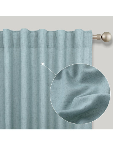 Cortinas Sheer KOUFALL Verde Mar 52x137 cm con Bolsillo