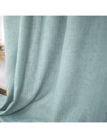 Cortinas Sheer KOUFALL Verde Mar 52x137 cm con Bolsillo