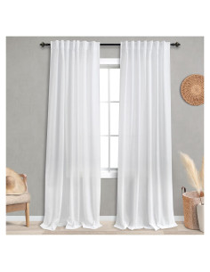 Cortinas KOUFALL 52x234 cm Lino Blanco Semi Transparente