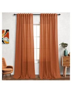 Cortinas Sheer KOUFALL Naranja Quemado 132x274 cm Pack 2