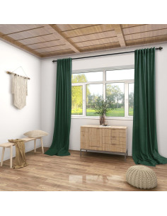 Cortinas KOUFALL Verde Oscuro 2 Paneles 135x213 cm 2