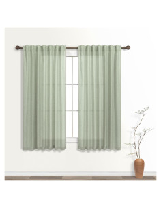 Cortinas Sheer KOUFALL Verde Salvia 132x114 cm Pack 2