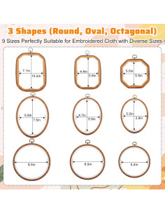 Qunclay 9 Piezas Aros de Bordado Decorativos Mixtos 2