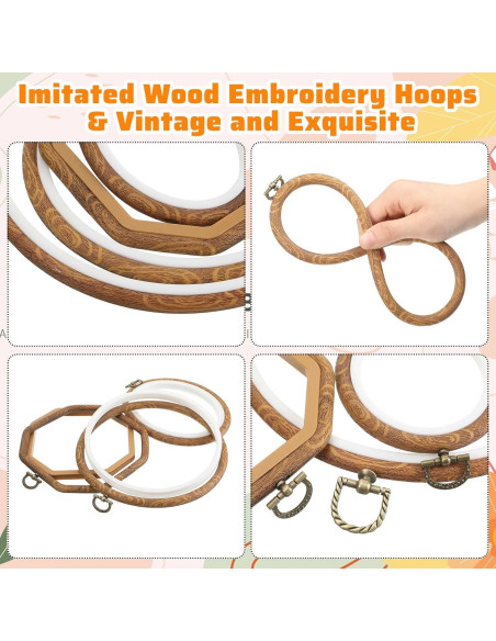Qunclay 9 Piezas Aros de Bordado Decorativos Mixtos
