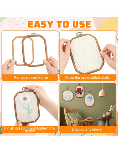 Qunclay 9 Piezas Aros de Bordado Decorativos Mixtos