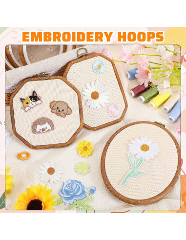 Qunclay 9 Piezas Aros de Bordado Decorativos Mixtos