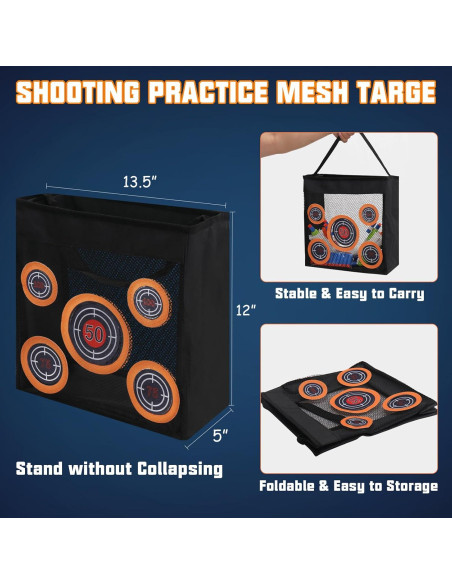 Bolsa de Malla Plegable Punieayi para Dardos Nerf 34x12x30cm