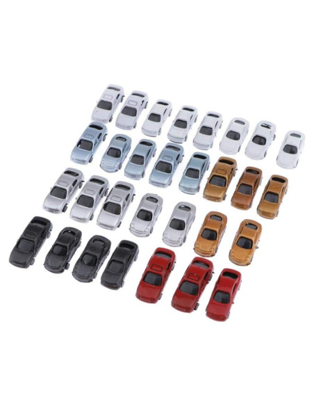 30 Mini Coches Multicolor LoveinDIY Escala Z 1:200