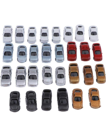 30 Mini Coches Multicolor LoveinDIY Escala Z 1:200