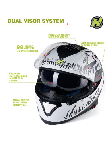 Casco HAX Impulse Blanco L con visor anti-vaho y DOT