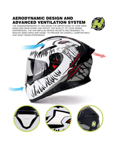Casco HAX Impulse Blanco L con visor anti-vaho y DOT