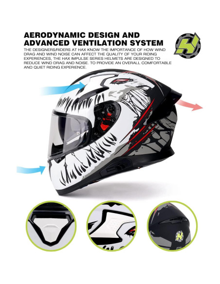 Casco HAX Impulse Blanco L con visor anti-vaho y DOT