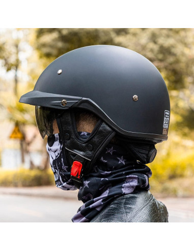 Casco de Media Cara VCOROS VHF04 Negro Mate Ajustable