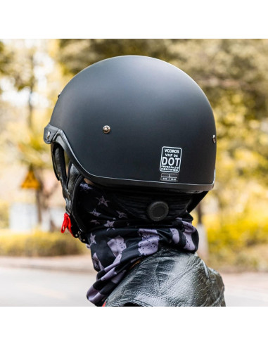 Casco de Media Cara VCOROS VHF04 Negro Mate Ajustable