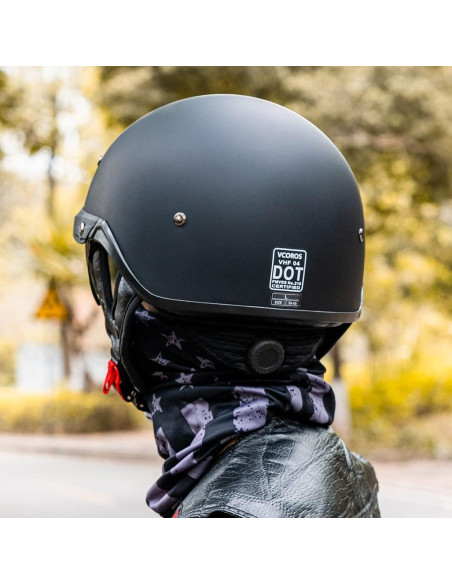 Casco de Media Cara VCOROS VHF04 Negro Mate Ajustable