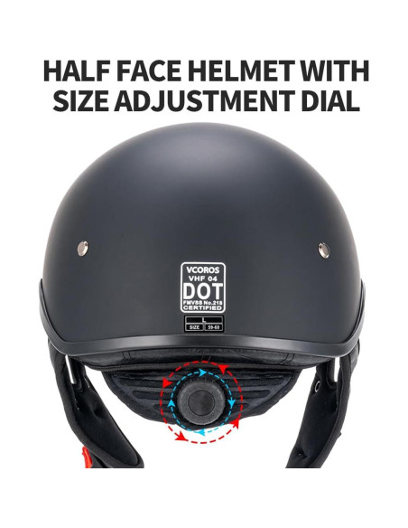 Casco de Media Cara VCOROS VHF04 Negro Mate Ajustable