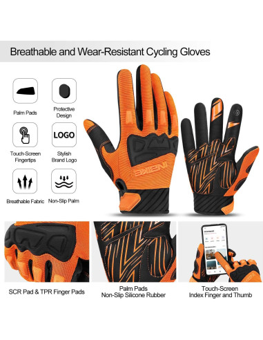 Guantes de Ciclismo INBIKE Naranja Medianos Transpirables