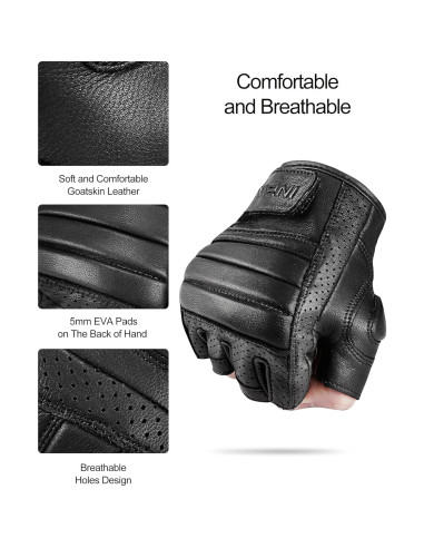 Guantes de moto INBIKE de cuero sin dedos transpirables