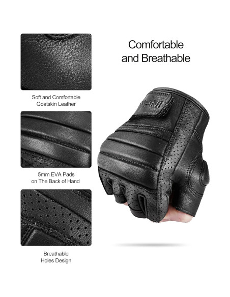 Guantes de moto INBIKE de cuero sin dedos transpirables