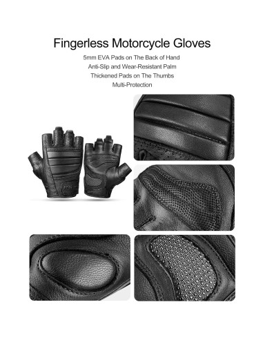 Guantes de moto INBIKE de cuero sin dedos transpirables