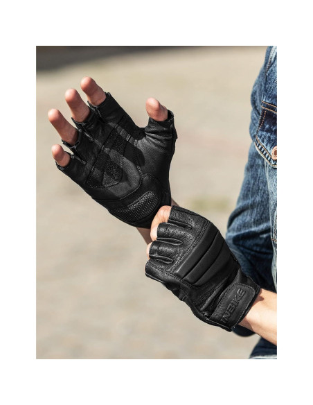 Guantes de moto INBIKE de cuero sin dedos transpirables