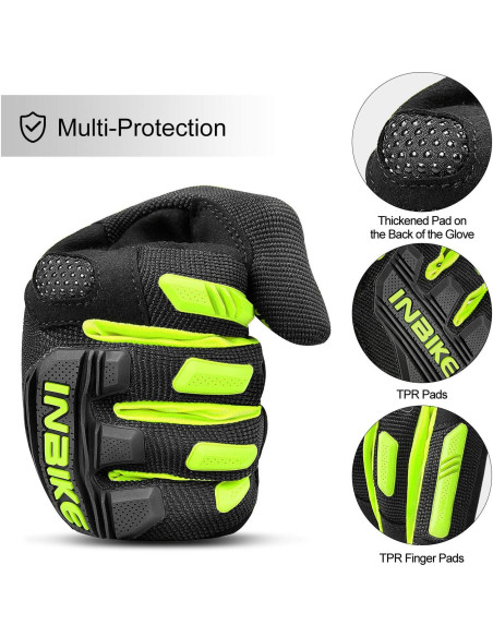 Guantes de Montaña INBIKE X-Large Verde Táctiles y Antichoque