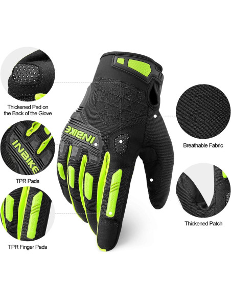 Guantes de Montaña INBIKE X-Large Verde Táctiles y Antichoque