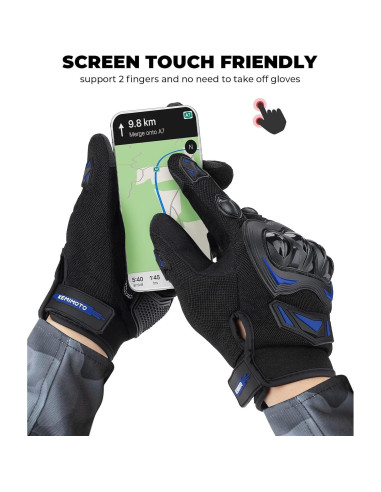 Guantes de Motocicleta KEMIMOTO XL Transpirables Azul