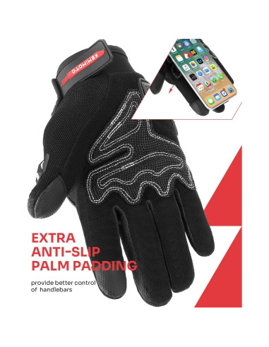 Guantes de Motocicleta KEMIMOTO Táctiles Medianos Negros