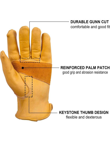 Guantes de Trabajo OZERO de Cuero Vacuno Extra Grande