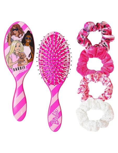 Conjunto de Accesorios para el Cabello Barbie 5 Pcs - Cepillo y Scrunchies