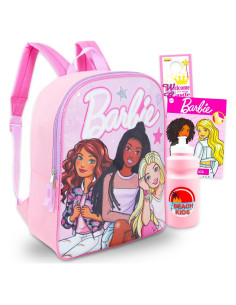 Mochila Escolar Barbie 38 cm + Botella y Tatuajes