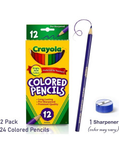 Lápices de Colores Genérico 12 Piezas Multicolor + Sacapuntas 2