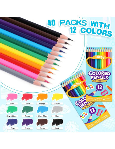 Paquete de 480 Lápices de Colores Toidgy para Niños y Adultos