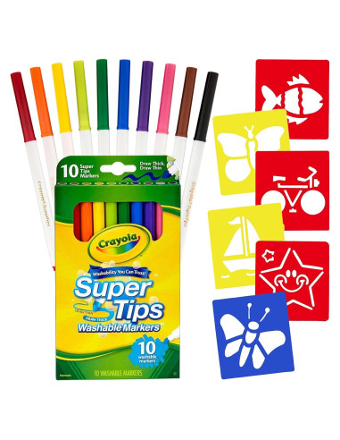 Marcadores Lavables Los Mega Ofertas 10 Colores con Plantillas