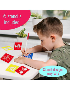 Marcadores Lavables Los Mega Ofertas 10 Colores con Plantillas 2