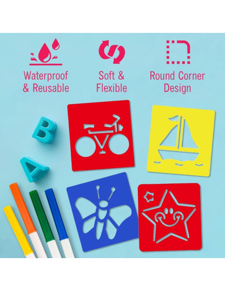 Marcadores Lavables Los Mega Ofertas 10 Colores con Plantillas