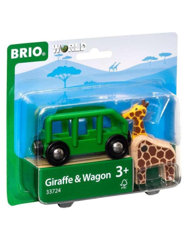 Conjunto Jirafa y Carro BRIO World | Juguete de Madera 8x5x7cm