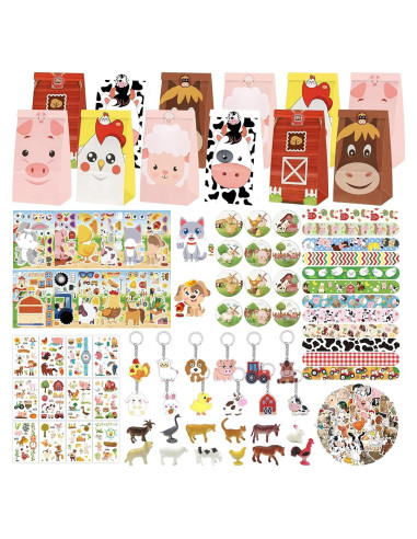 144 Piezas Suministros Fiesta Animales Granja Koeilay